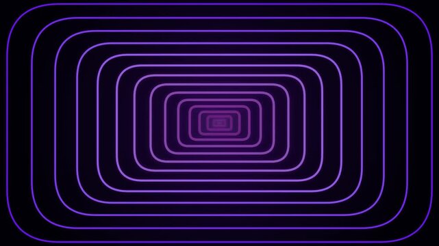 Abstract purple neon rounded rectangle tunnel infinite zoom loop motion background
