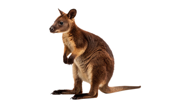 Wild wallaby kangaroo standing sideways australia wildlife isolated on transparent background