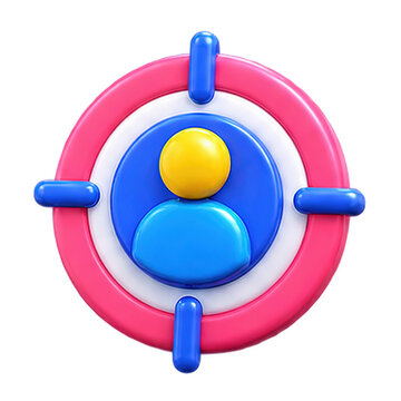 3D render of a target icon representing customer segmentation and marketing audience precision