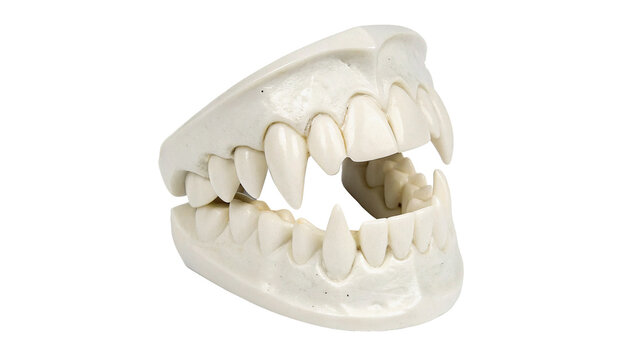 Anatomical plaster model of human teeth jaws isolated on transparent background