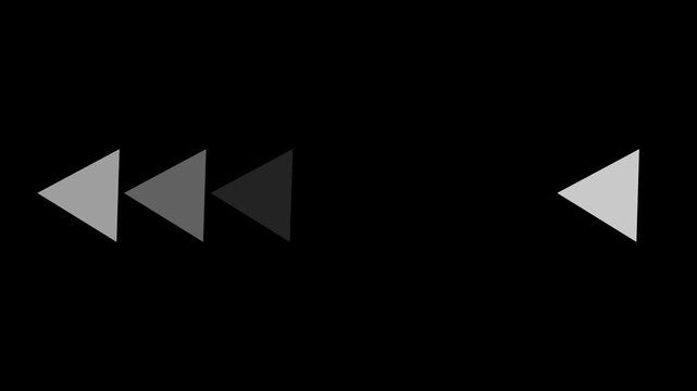 Triangles arranged in a linear pattern on a pitch black background signify the directional movement or navigation controls often used in modern multimedia playback interfaces for digital video.