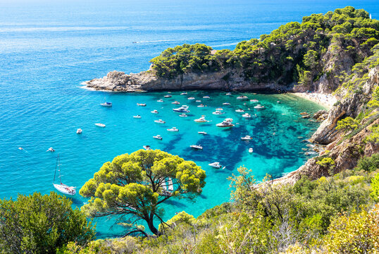 The turquoise cove of Cala Futadera on the Costa Brava in Spain