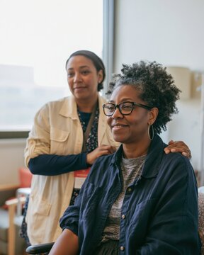 Caring Nurse Comforting Patient in Soft Light