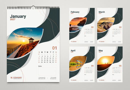 Modern Corporate 2027 Wall Calendar Template Design