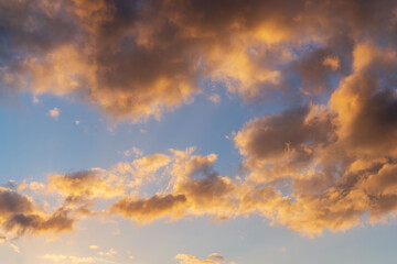 Fototapeta premium 秋の夜明けの空と朝日に輝く雲05