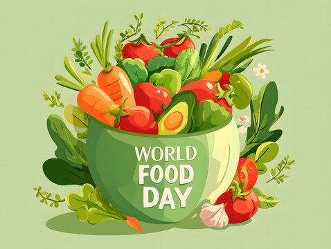 Colorful fruits and vegetables in a pot for world food day