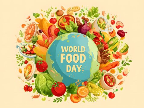 Colorful fruits and vegetables for world food day celebration