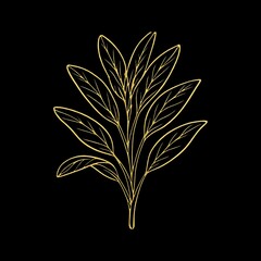 Obraz premium Elegant golden leaf illustration.