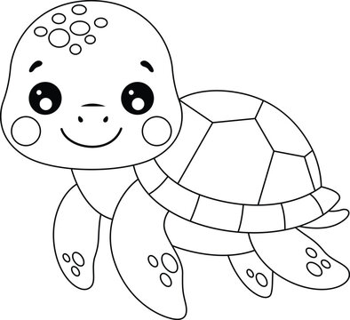 Cute Little Sea Turtle Coloring Page