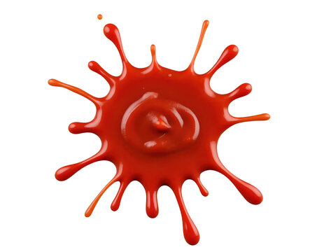 Splat of Scarlet: A vibrant red liquid, resembling ketchup or tomato sauce, splashes outwards in an abstract, dynamic pattern, suggesting movement and culinary excitement.
