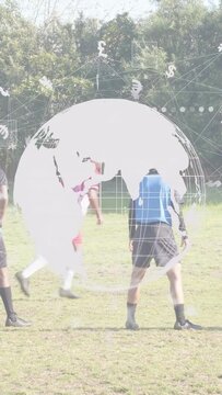 Vertical video: Ball in box pushing striker to score while backs closing under globe money finance