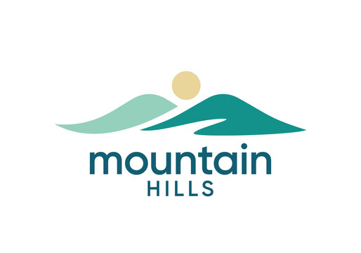 simple creative mountain hills logo design