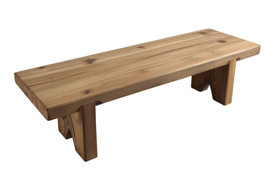 Low rustic wooden bench with thick legs