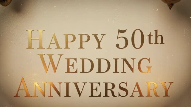 Elegant golden text celebrating a fiftieth wedding anniversary with candles