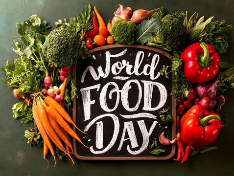 World food day with fresh vegetables display
