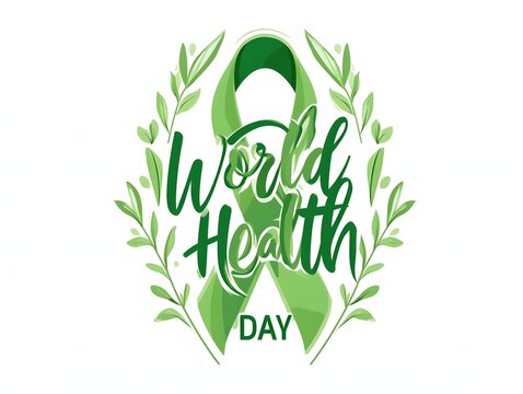 World health day green leafy badge design