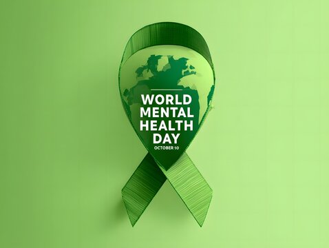 World mental health day awareness ribbon with globe