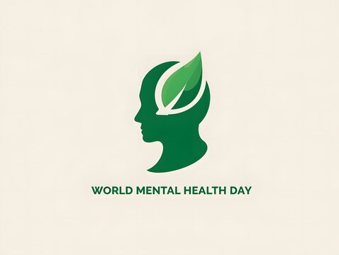 World mental health day green silhouette logo