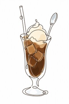 コーヒーフロートの線画イラスト