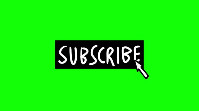 subscribe button with cursor on green screen animation video