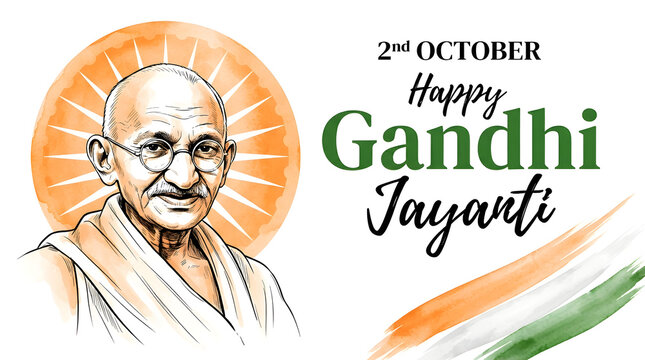 Gandhi Jayanti typography logo banner poster and celebration background.