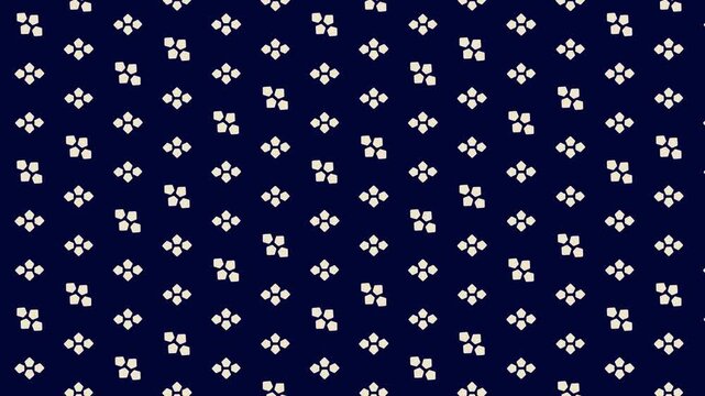 Seamless geometric floral pattern background navy white minimalist textile wallpaper wrapping paper fabric design