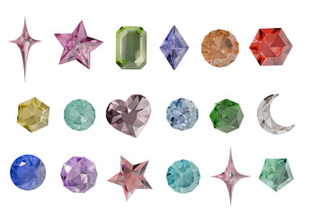 Obraz premium Bedazzled Glitter, Sparkling Gemstones Elements 3D Isolated For Photo Frame