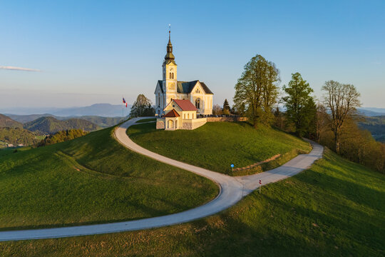 Parish church of St Leonards on hilltop in polhov gradec Slovenia
