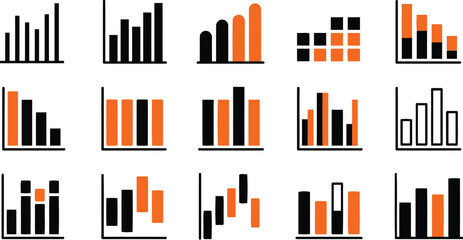 Obraz premium Vertical Bar Graph Clipart Set for Analytics Vector