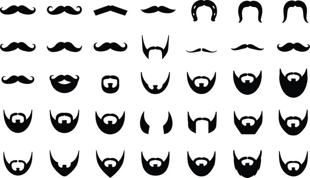 40 Mustache & Beard Silhouette Vector Bundle | Vintage Barber Facial Hair SVG Icons