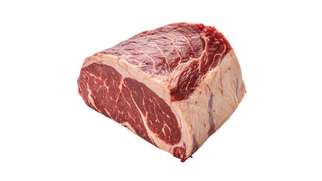 Fresh raw beef meat chunk steak portion isolated on transparent background