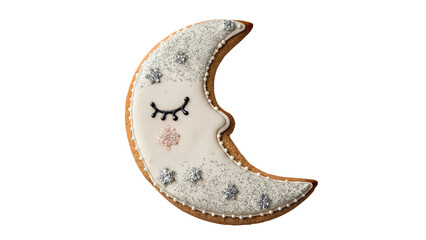 Cute celestial crescent moon christmas tree textile ornament isolated on transparent background © Samuel