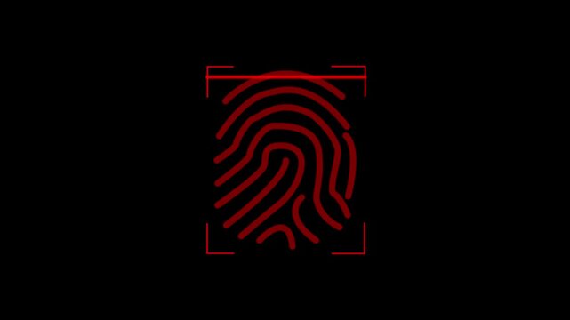 Fingerprint scanner glowing in a vibrant red hue represents a secure digital identification system that provides advanced biometric authentication for protecting private user information and personal.