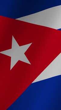 Animation of the national flag of cuba gently waving. The cuban flag features blue stripes, a white star, and a red triangle