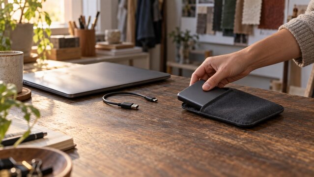 Independent designer storing an offline data backup