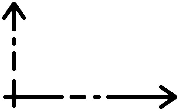 Minimalist stylized graph axes with arrows. Coordinate system template for charts, data visualization, business presentation and geometric infographics.