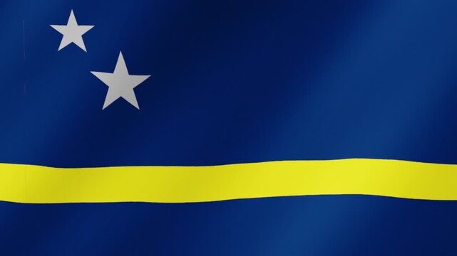 Cura&ccedil;ao flag waving in the wind. Highly detailed fabric texture. National symbol of independence, patriotism, and cultural identity