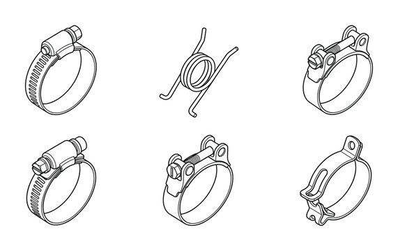 Adjustable hose clamp set featuring heavy duty industrial design.