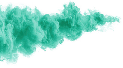 Fototapeta premium Teal smoke swirl spreading on transparent background
