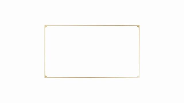 Elegant Golden Vintage Frame Animation on White Background / Golden Vintage Border Overlay. 82