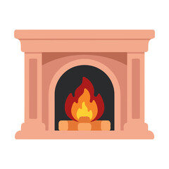 Fototapeta premium A cute pixel art style fireplace with a warm glowing fire burning inside for a cozy home living room setting Vector