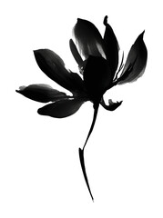 Obraz premium PNG Elegant monochrome floral illustration.