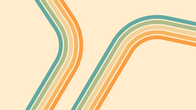 Abstract background of rainbow groovy Wavy Line design in 1970s Hippie Retro style. Vector pattern ready to use for cloth, textile, wrap and other.