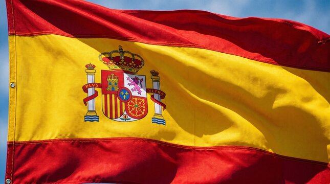 Spain National Flag with Royal Coat of Arms