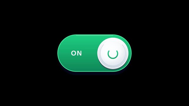 Toggle switch on and off button animation on transparent background