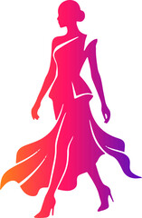 Fototapeta premium Fashion Model Runway Vector Colorful Silhouettes Isolated on a white background