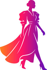 Fototapeta premium Fashion Model Runway Vector Colorful Silhouettes Isolated on a white background