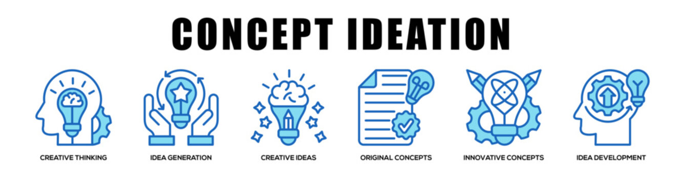 blue - Concept Ideation web banner icon vector illustration concept
