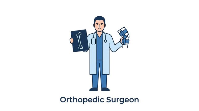 Orthopedic surgeon holding x-ray scan and knee brace model for patient consultation