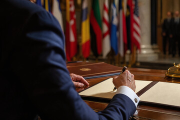 Fototapeta premium International Peace Treaty Signing Delegation Ambassador Conference